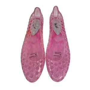 White Mountain Pink Jelly Shoes Polka Dot Cut Outs Small Wedge Heel Sz 9